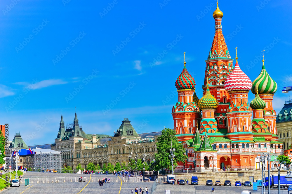 Canvas Prints View of St. Basil's cathedral on the Red Square in summer in Moscow, Russia.