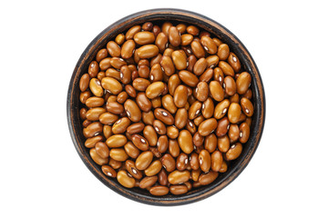brown beans in a plate isolated
