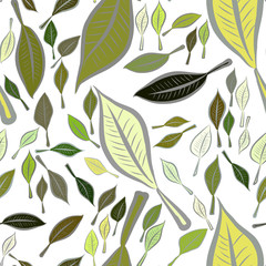 Seamless abstract illustrations of leaves, conceptual. Background, pattern, line & canvas.