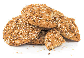 Pile of oatmeal cookies isolated