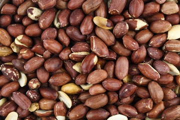 raw peanuts scattered