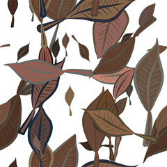 Seamless abstract leaves illustrations background. Style, vector, nature & wallpaper.