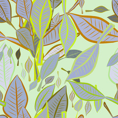 Seamless abstract leaves illustrations background. Decoration, pattern, drawing & creative.