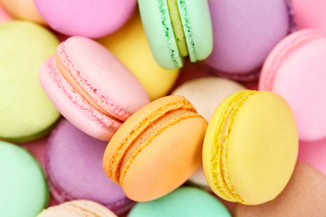 Fototapeta na wymiar Colorful Macarons. Sweets Or Dessert