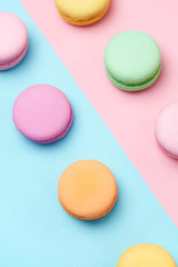 Sweets. Colorful Macaroons Background