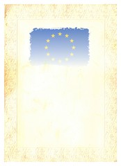 European Flag on Original Vintage Paper, with space for your Design or Text