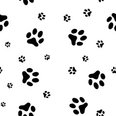 Obraz na płótnie Canvas Seamless pattern - black traces of cats paws kittens