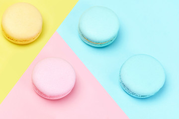 Macaron Sweets On Pastel Background