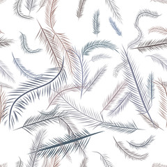 Seamless decorative hand drawn feather art illustrations. Details, background, graphic & pattern.