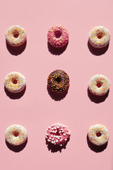 Donuts On Pink Background