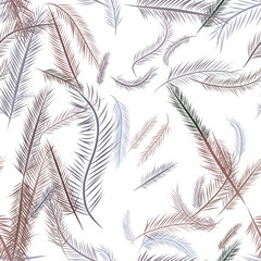 Seamless feather illustrations background abstract, hand drawn. Sketch, concept, texture & messy.