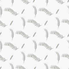 Seamless illustrations of feather. Style, set, texture & line.