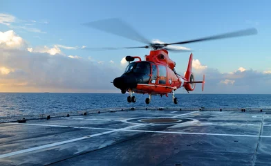 Aluminium Prints Helicopter Coast Guard Landing