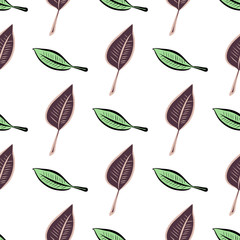 Seamless illustrations of leaves. Template, abstract, vector & concept.