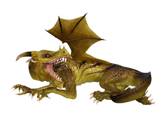 3D Rendering Fantasy Dragon on White