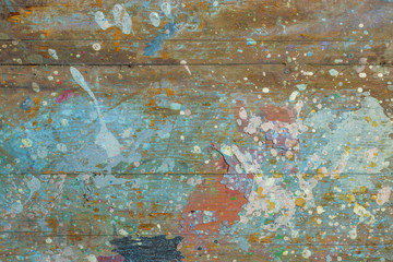 Old painted shabby rustic dirty wood background for vintage wallpaper. Creative detail photography of weathered grunge texture. Horizontal pattern.