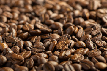 Roasted coffee beans with blured background