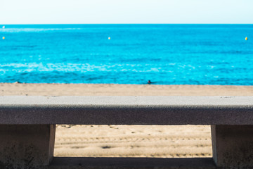 Spain seavies in summer. Blue beach waves.