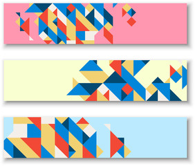 Banners with abstract colorful geometric pattern.