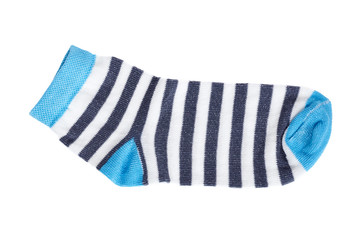 Kid cotton socks, striped texture. Isolated on white background