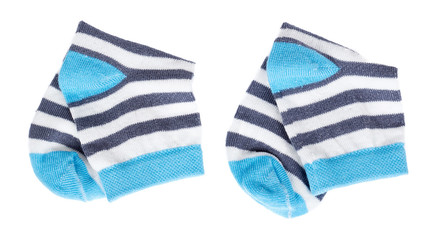 Kid cotton socks, striped texture. Isolated on white background