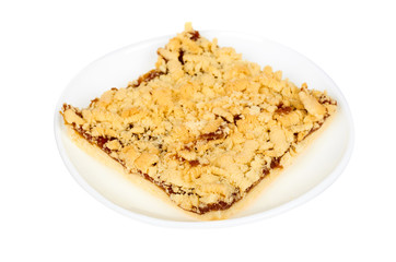 Slim apple pie with confiture, isolated on white background