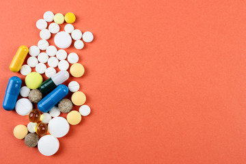 Pills vitamins and tablets. Medical and Healthcare concept