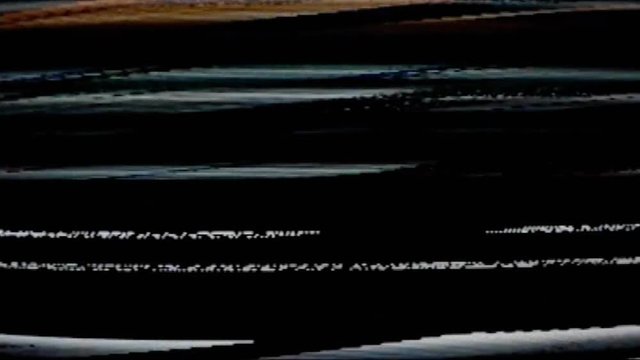 Analog capture (intentional heavy distortion fx), zapping fake television channels: woman baking, odd presenters, game over screen, white mask man, pie in face, making and eating pasta, end signal.
