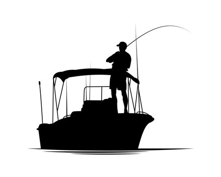Fisherman in boat silhouette