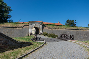 Entrance gate and bridge in Petrovaradin Fortress, Novi Sad, Serbia