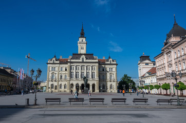 Fototapeta na wymiar View of City Hall in Liberty Square (Trg Slobode) in Novi Sad , Serbia