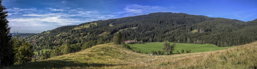 Fototapeta na wymiar Schliersee Blick vom Wanderweg zur Burg Hohenwaldeck Richtung Oberleiten