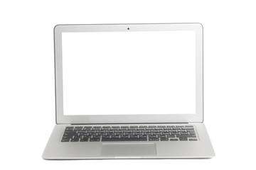 Laptop with white blank screen
