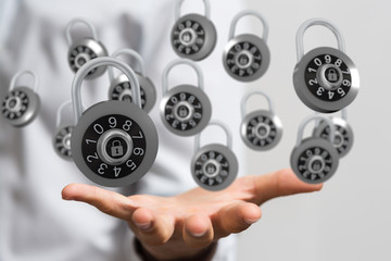 padlock digital in hand