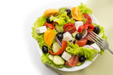 fresh vegetable salad isolated on white background