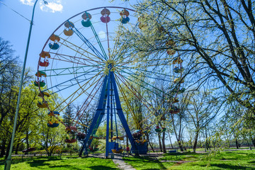 Ferris wheel in a city park in Kremenchug, Ukraine