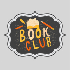 Hand drawn lettering Book club inscription for invitation and greeting card, promo , prints, flyer, cover, and posters