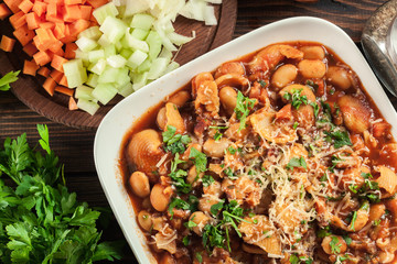 Pasta e fagioli - pasta with beans and parmesan
