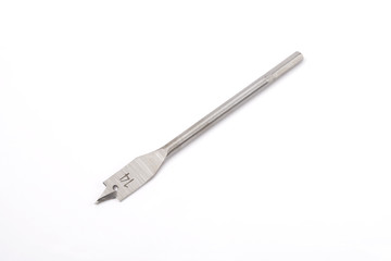 
Metal drill on wood on isolated on white background. Fountain drill on wood on isolated on white background.
