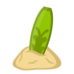 Isolated surfboard on sand icon