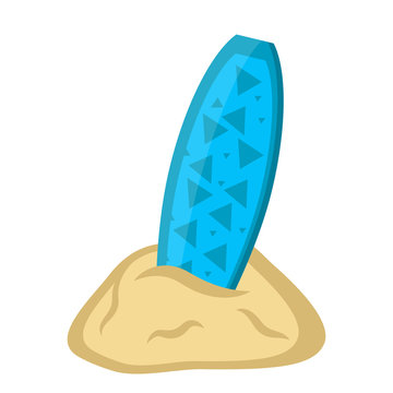 Isolated surfboard on sand icon