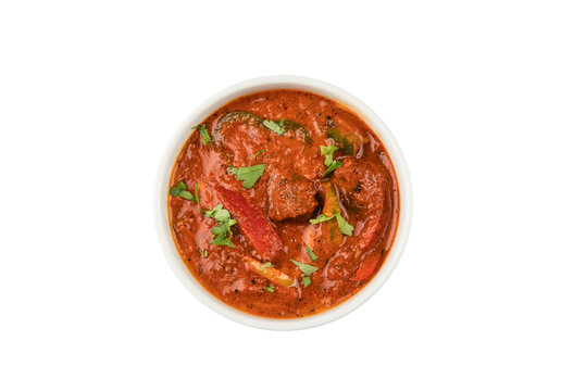 Indian lamb vindaloo hot spicy curry sauce isolated from background