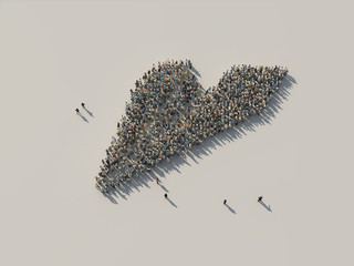 crowd as paper airplane