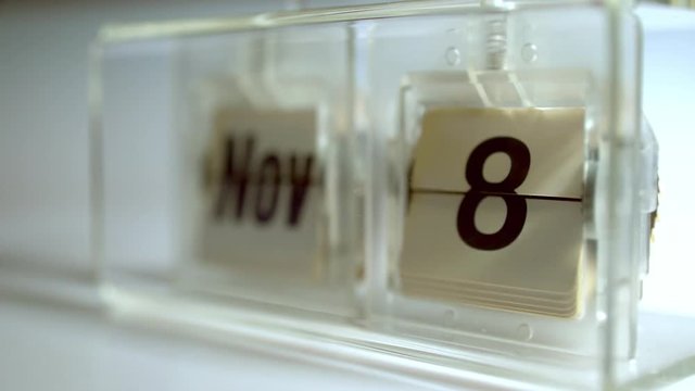 November. Old mechnical tabletop calendar at 4k. Parto of full year loop. Check my portfolio for other months.