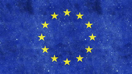 EU Flag On Cracked Concrete 3d illustration