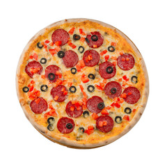 Pepperoni pizza on a white background - 209613159