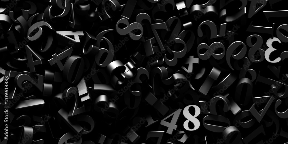 Wall mural infinite random numbers, original 3d rendering background, technology and science concepts