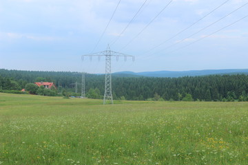 Stromleitung kreuzt die Natur