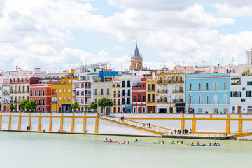 views to Triana neighborhood at Seville, Spain - obrazy, fototapety, plakaty
