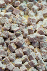 Sweet Turkish delight with dried nuts